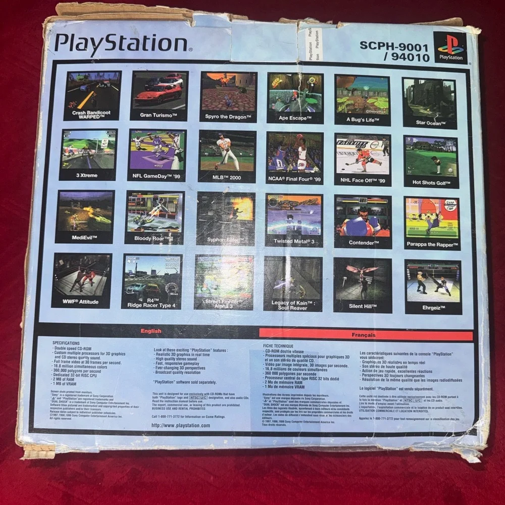 Sony PlayStation 1 Original Complete In Box Set Bundle With Games & Memory Cards